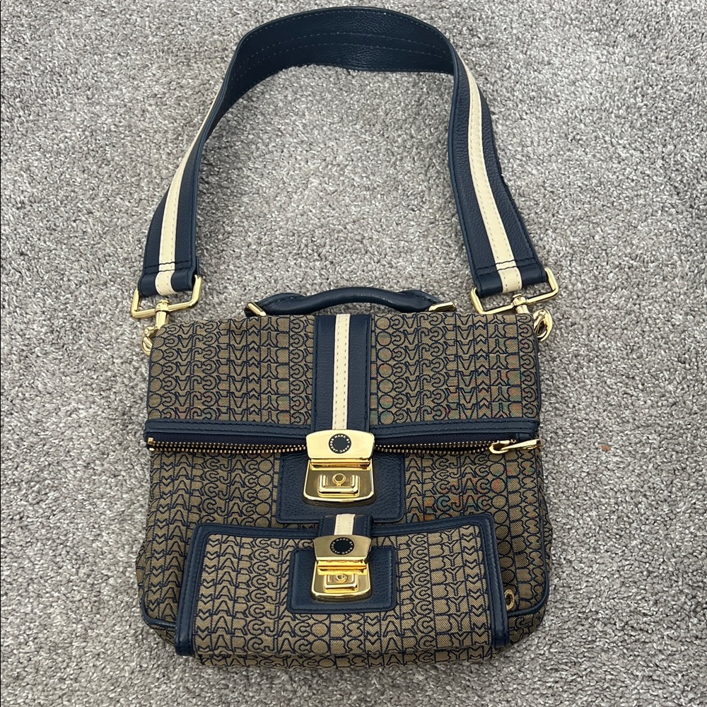 Y2K Marc Jacobs Navy Canvas Aviator bag and Wallet
